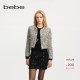 bebe冬季 系列女士钉珠织带缀饰圆领箱型亮片花呢外套440317