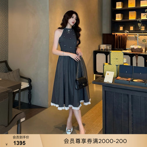 【博主同款】bebe2026夏季新款女士千金风蕾丝拼接连衣裙250005