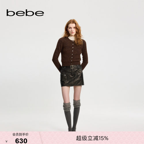 bebe冬季新款短款皮裙半身裙
