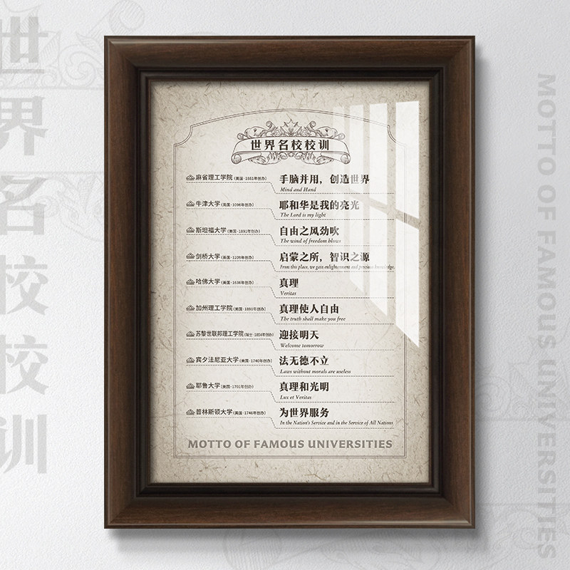 胖东来世界名校校训装饰画