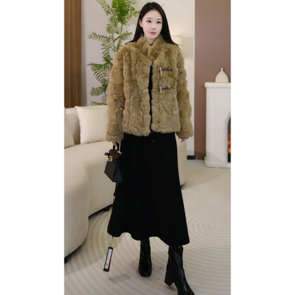 【原2999丨FEN迪同款】800g加厚原创设计师兔毛外套X DHZ-21701