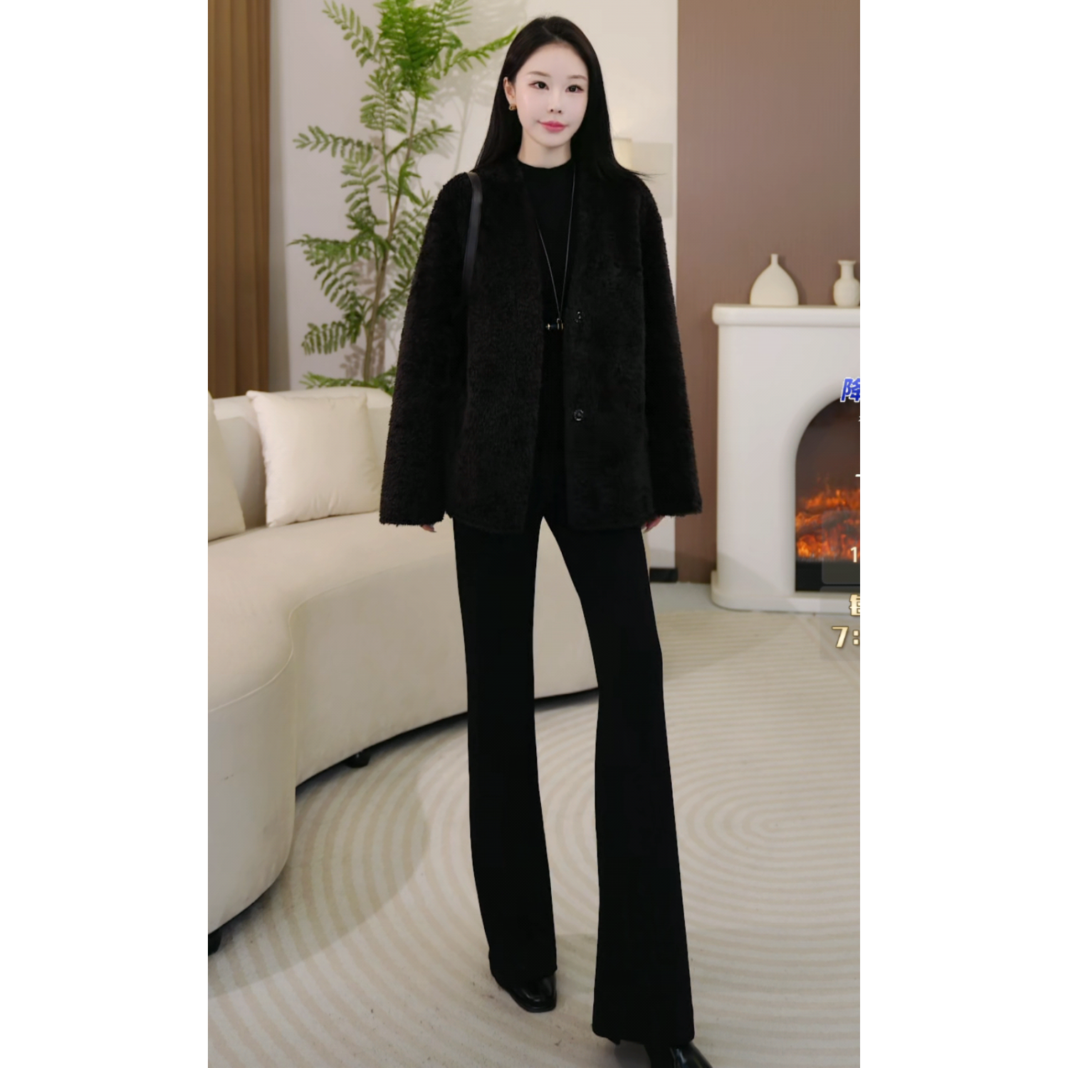 【L*P同款丨极简老钱风皮毛一体拉贡】1120g秋冬外套 FJ-68056