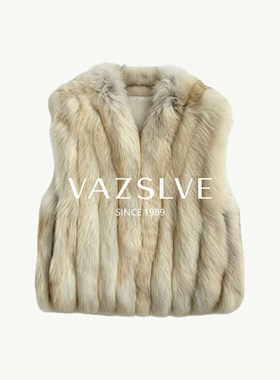 【VAZSLVE/全新奢品】贵气立领狐狸毛皮草马甲外套  CWPC-9603