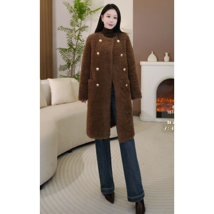 断码【羊剪绒颗粒皮毛外套丨0重感】1120g百搭外套X YTQP-24821