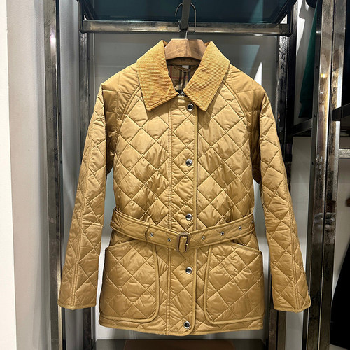 秋冬新款2025年英伦风高端女装收腰灯芯绒领落肩款中长恒温棉服