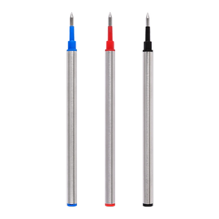 通用宝珠笔子弹头直插式速干替芯红色0.5mm金属黑色签字笔芯宝珠笔圆珠中性笔笔芯