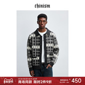 格子提花翻领开衫 毛衣冬季 男士 CHINISM 针织外套 CXHB43A8033