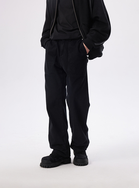 CHINISM丨黑色水洗做旧休闲裤男冬季纯棉男士直筒裤/CXQA45N2050