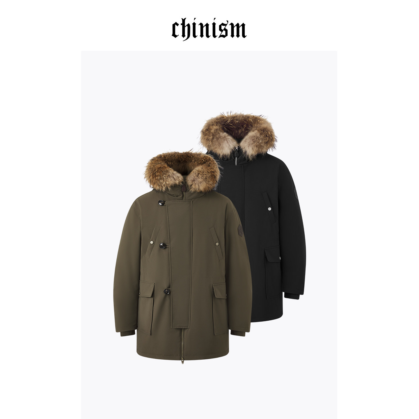 CHINISM丨可拆卸皮毛领羽绒服男冬季加厚中长款夹克/CXHB46D4060