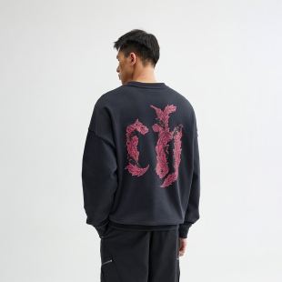 高克重套头上衣 直喷圆领卫衣男冬季 CHINISM 405G重磅莺草数码