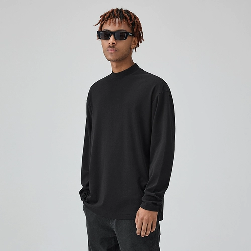 Базовый приятный телу лонгслив, 2022, высокий воротник, оверсайз