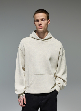 CHINISM赤尘 花灰色连帽卫衣男秋季新款美式简约百搭潮牌情侣帽衫