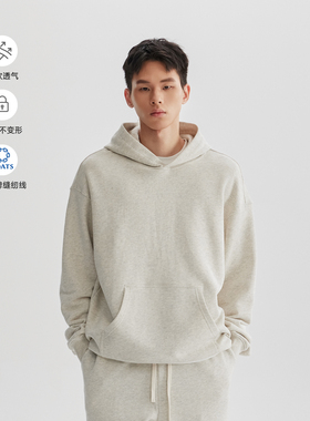 CHINISM赤尘 花灰色重磅连帽卫衣男秋季新款宽松美式纯棉休闲帽衫