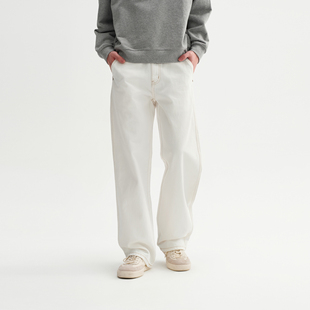 新款 男美式 休闲直筒宽松裤 子复古男士 CHINISM 长裤 白色牛仔裤