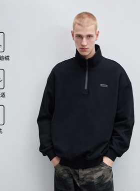 CHINISM丨鹅绒半拉链加绒卫衣男冬季新款男士加厚外套男生上衣