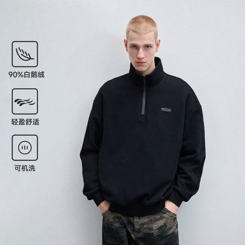 CHINISM赤尘鹅绒半拉链卫衣