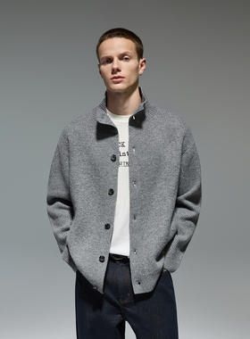 CHINISM丨立领开衫毛衣男老钱风秋季复古男士微阔休闲翻领针织衫