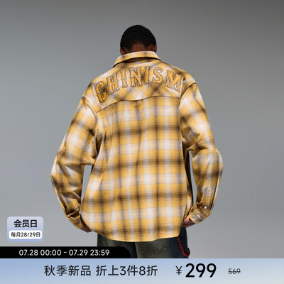 CHINISM赤尘纯棉长袖格子衬衫男