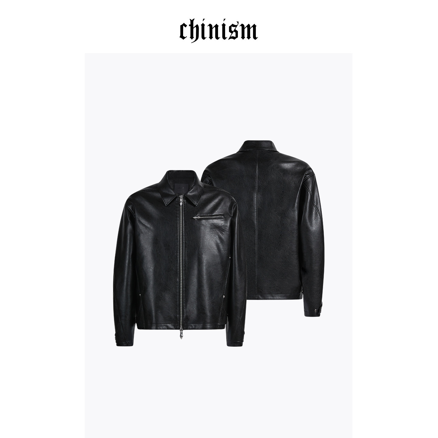 CHINISM赤尘擦色PU皮夹克