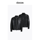 皮衣男士 新款 机车休闲翻领PU皮夹克 黑色皮衣外套男秋季 CHINISM