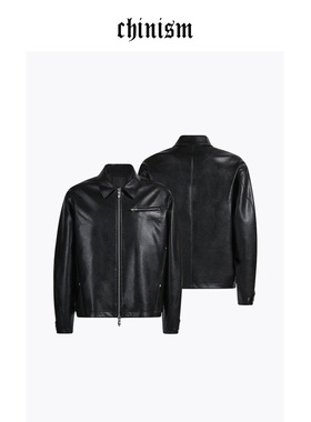 CHINISM丨黑色皮衣外套男新款高级感皮衣男士机车翻领PU皮夹克