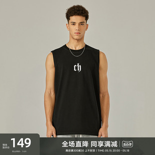 宽松健身无袖 CHINISM CH美式 休闲运动健身背心男潮牌夏季 T恤坎肩