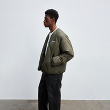 CHINISM丨轻薄菱形格短款白鸭绒羽绒服男冬季美式夹克无领外套