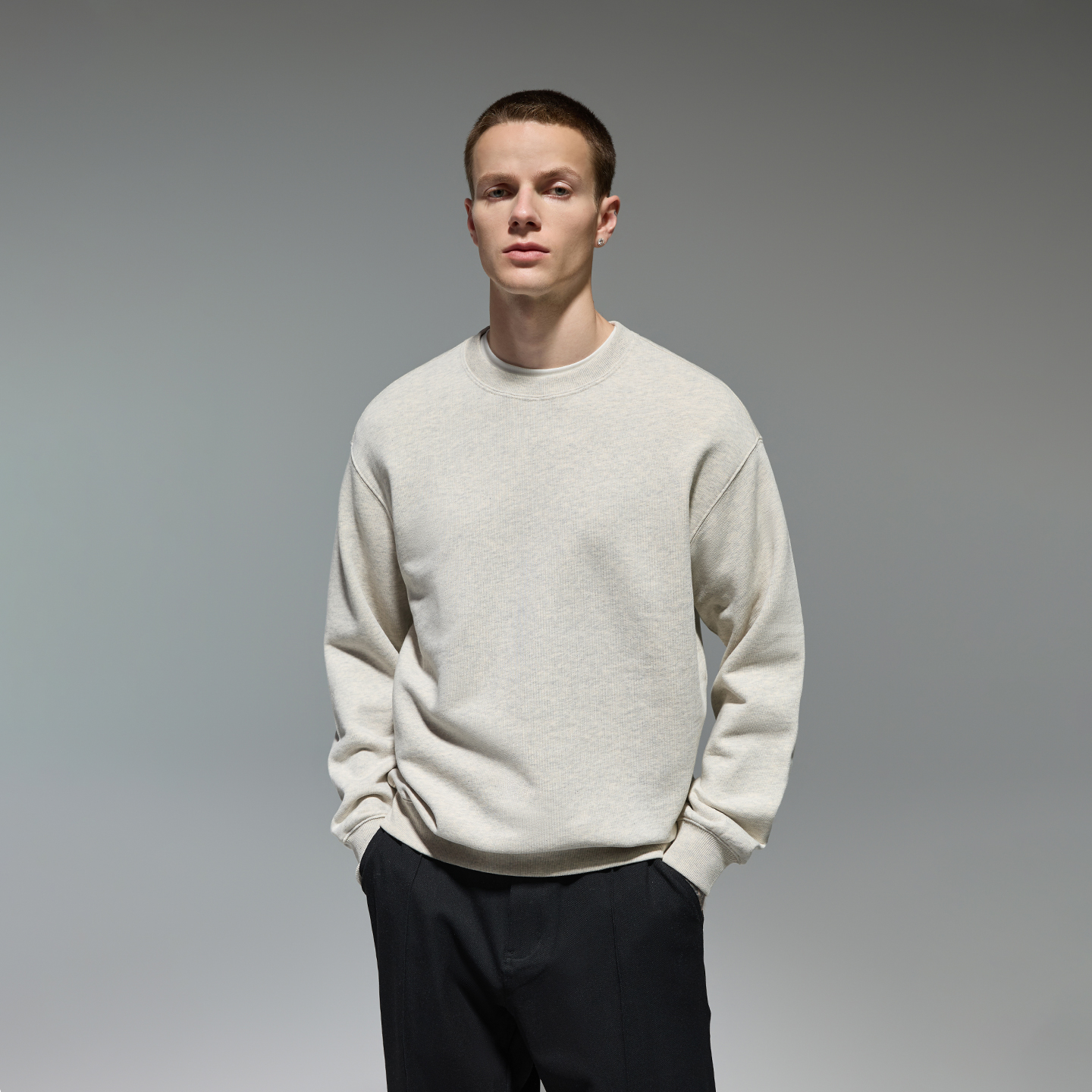 CHINISM赤尘重磅纯棉圆领卫衣男