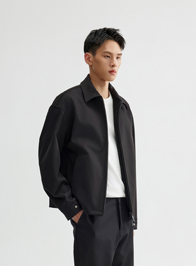 CHINISM丨行政夹克男2025秋季休闲翻领外套高级男士黑色休闲夹克