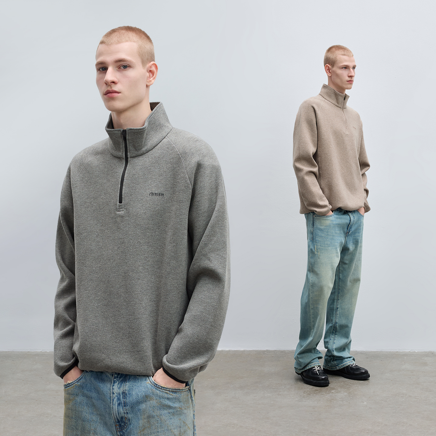 CHINISM赤尘立领半拉链卫衣