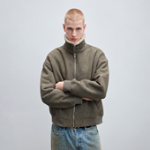 CHINISM 皮毛一体仿麂皮棉服男冬季 毛领棉衣加厚保暖羊羔绒外套