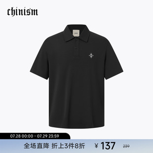 凉感 黑色刺绣polo衫 CHINISM赤尘 翻领上衣 男2025夏季 休闲短袖