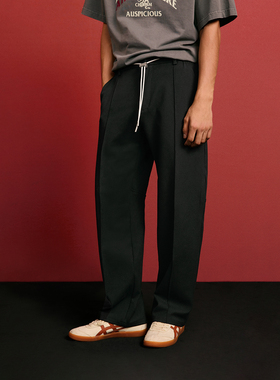 CHINISM丨CH黑色垂感直筒西裤男秋季新款休闲裤简约宽松男士裤子