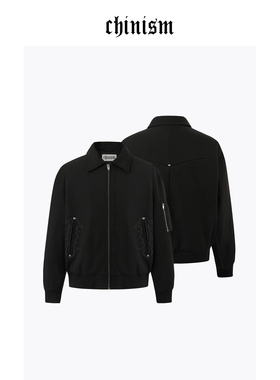 CHINISM丨刺绣撞钉宽松夹克男秋冬外套休闲翻领上衣/CXHB34B1071