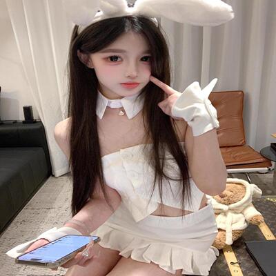 纯欲风性感辣妹白色套装裙