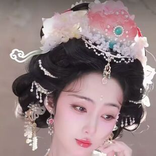 汉服拍照道具配饰发冠仙气宋制头饰簪花古风写真墨雨云间发饰女