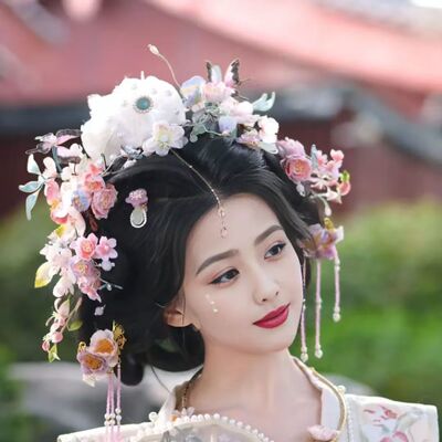 宋制汉服簪花发冠手工头饰仙气