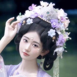汉服配饰发冠仙气宋制3D打印头饰簪花头冠古风写真墨雨云间发饰女