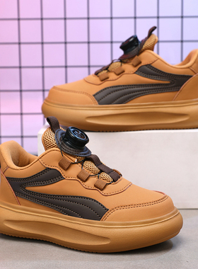 ABC IM男童板鞋秋冬皮面防水儿童跑步鞋小学生中大童运动鞋休闲鞋