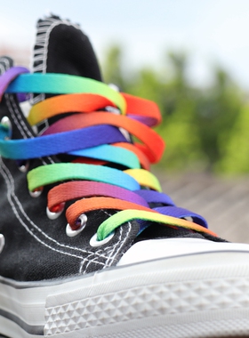 鞋带男潮流个性彩色彩虹渐变印字字母鞋带可配帆布鞋1970AJ星空