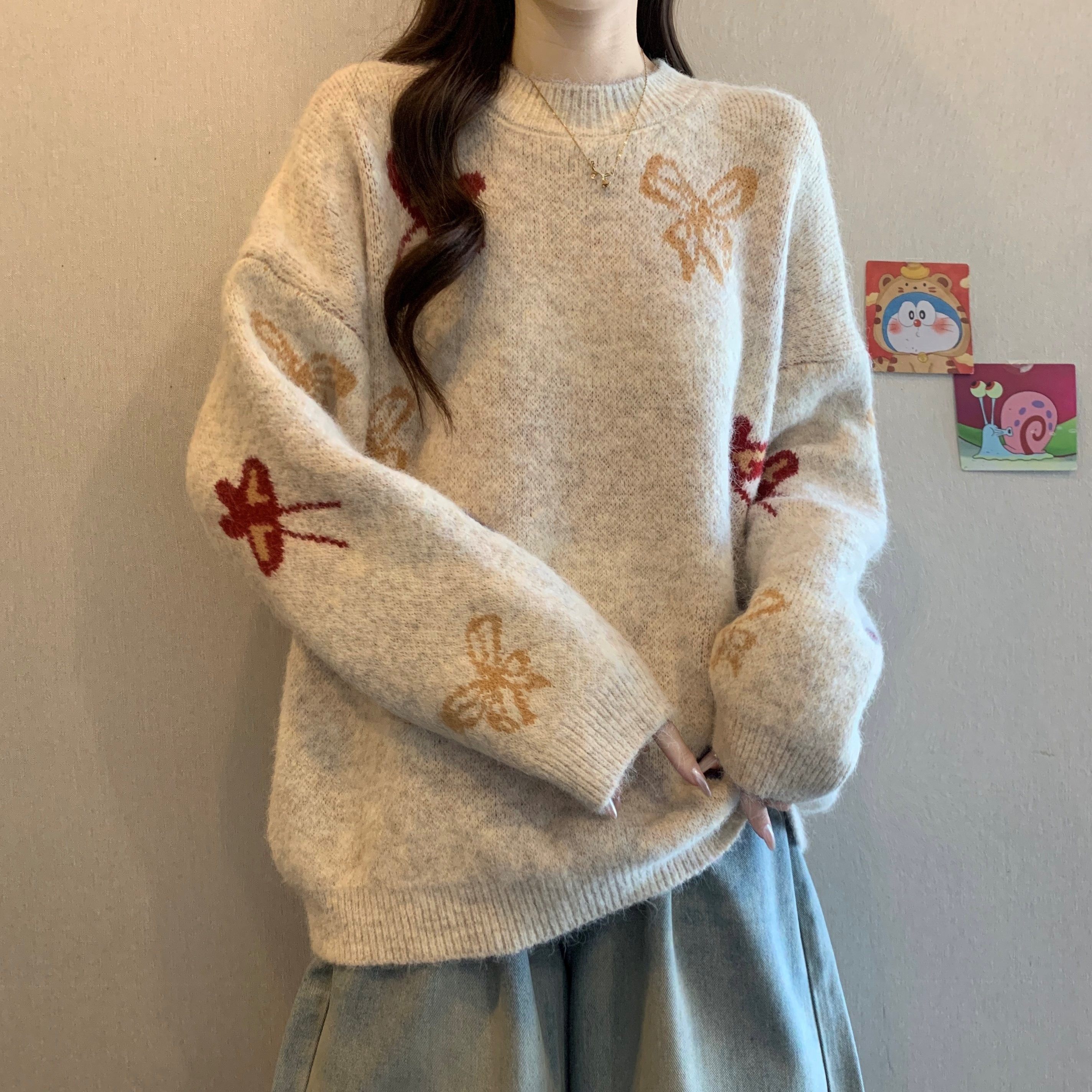 大码女装韩系慵懒风蝴蝶加厚保暖毛衣女胖MM宽松显瘦减龄针织上衣,女装/女士精品,大码内搭,淘宝优惠券,粉丝福利购,淘宝优惠卷