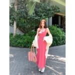 alex stevens宽肩带吊带洋装女春秋夏季海边度假收腰长裙子内搭