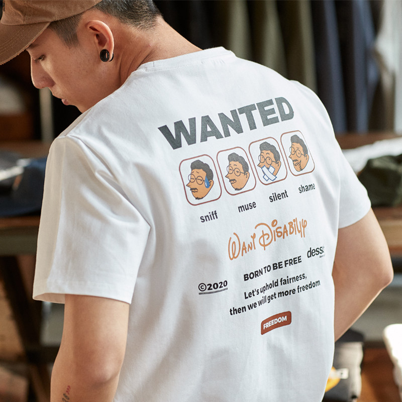 唐狮联名2022夏季印花T恤男潮流新男短袖t恤情侣装圆领纯棉打底衫