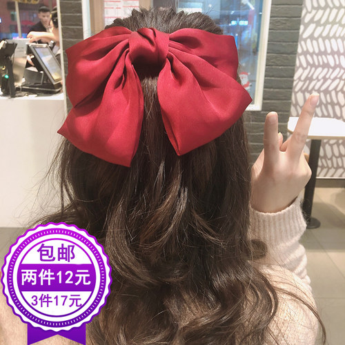 日系大红色发夹少女蝴蝶结