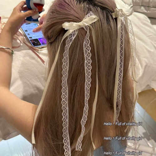 蝴蝶结蕾丝飘带绑发编发发卡