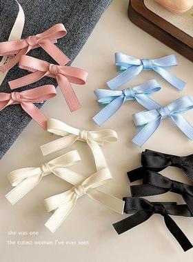 芭蕾少女风蝴蝶结发夹甜美可爱双马尾鸭嘴夹子高级感气质侧边发卡