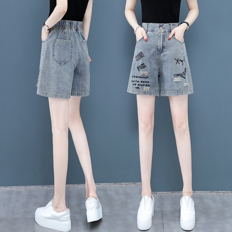 9elipzi久利诗官方旗舰店官网破洞牛仔短裤2020年新款以纯色女夏