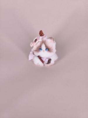 【巧克力海双】原创草帽猫咪汽车布偶摆件成品玩具礼物8cm高