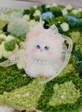 婚纱猫咪婚礼礼物原创设计成品扭扭棒萌宠diy玩具汽车摆件小白猫