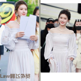 sexy dress赵露思同款 floral strapless 甜美一 print Flattering